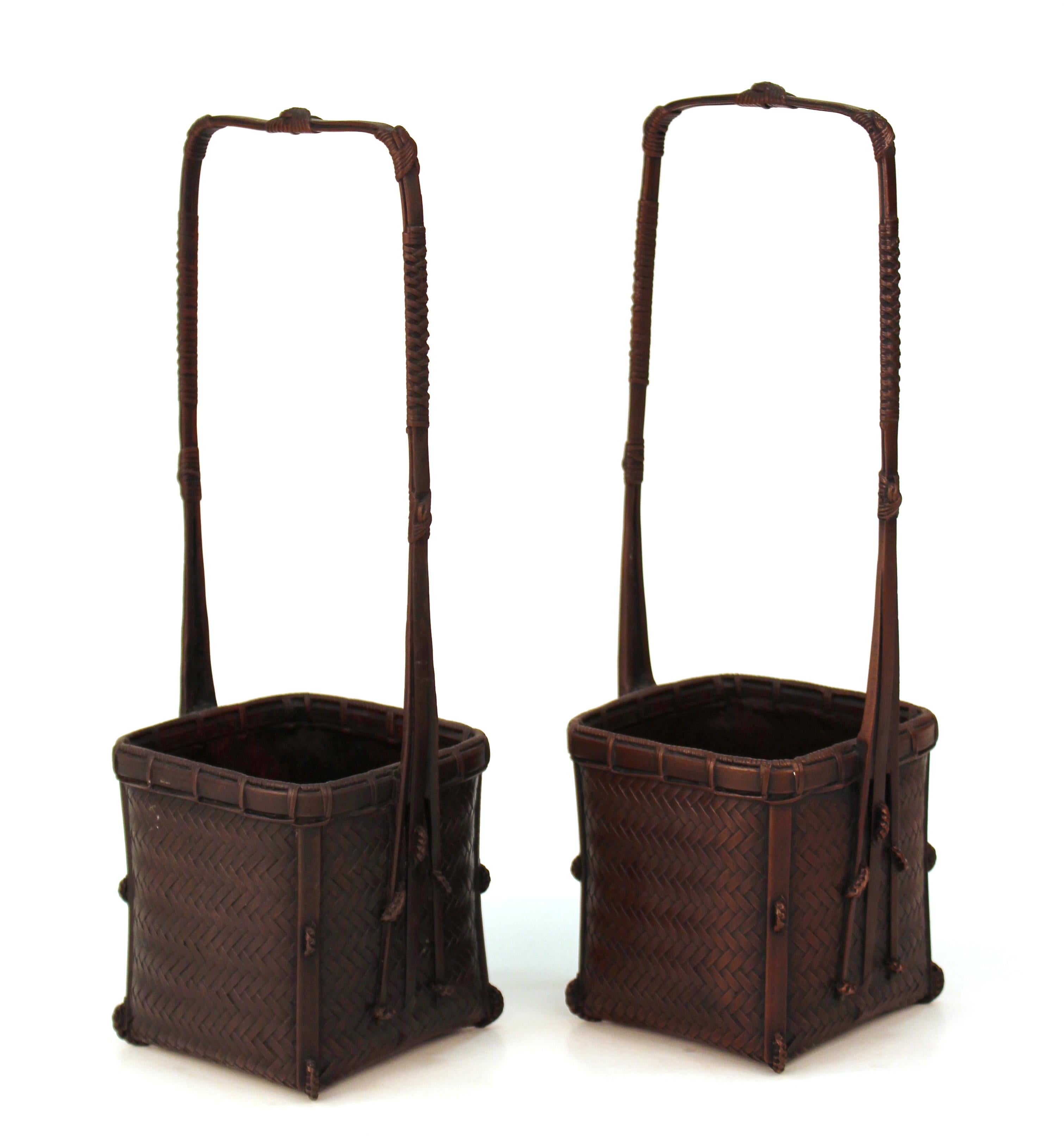 Taisho Period Japanese Ikebana Baskets in Bronze In Good Condition In New York, NY