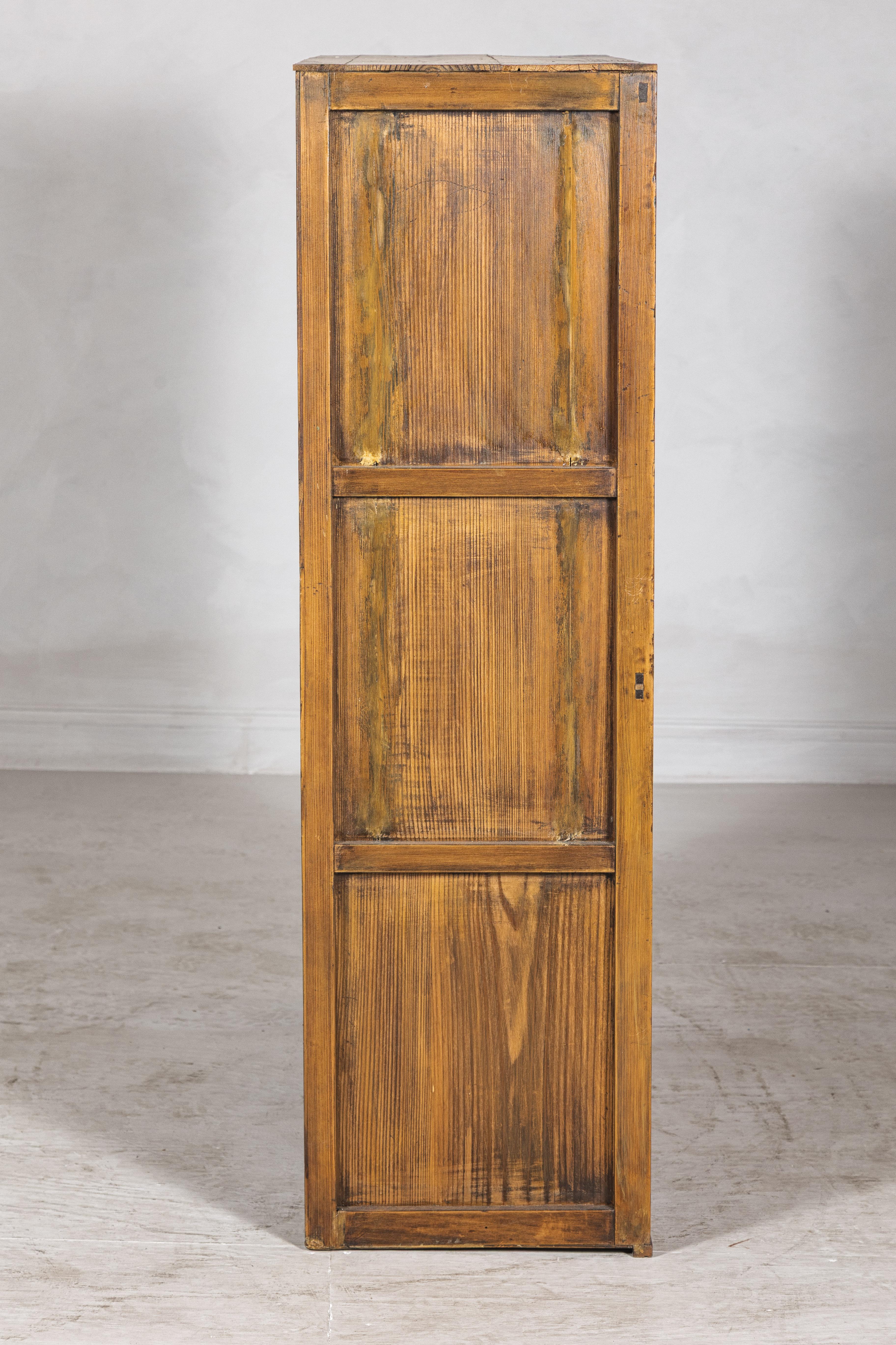 Taishō Period Japanese Mizuya Tansu Kitchen Chest in Sugi Wood with Sliding Door For Sale 7