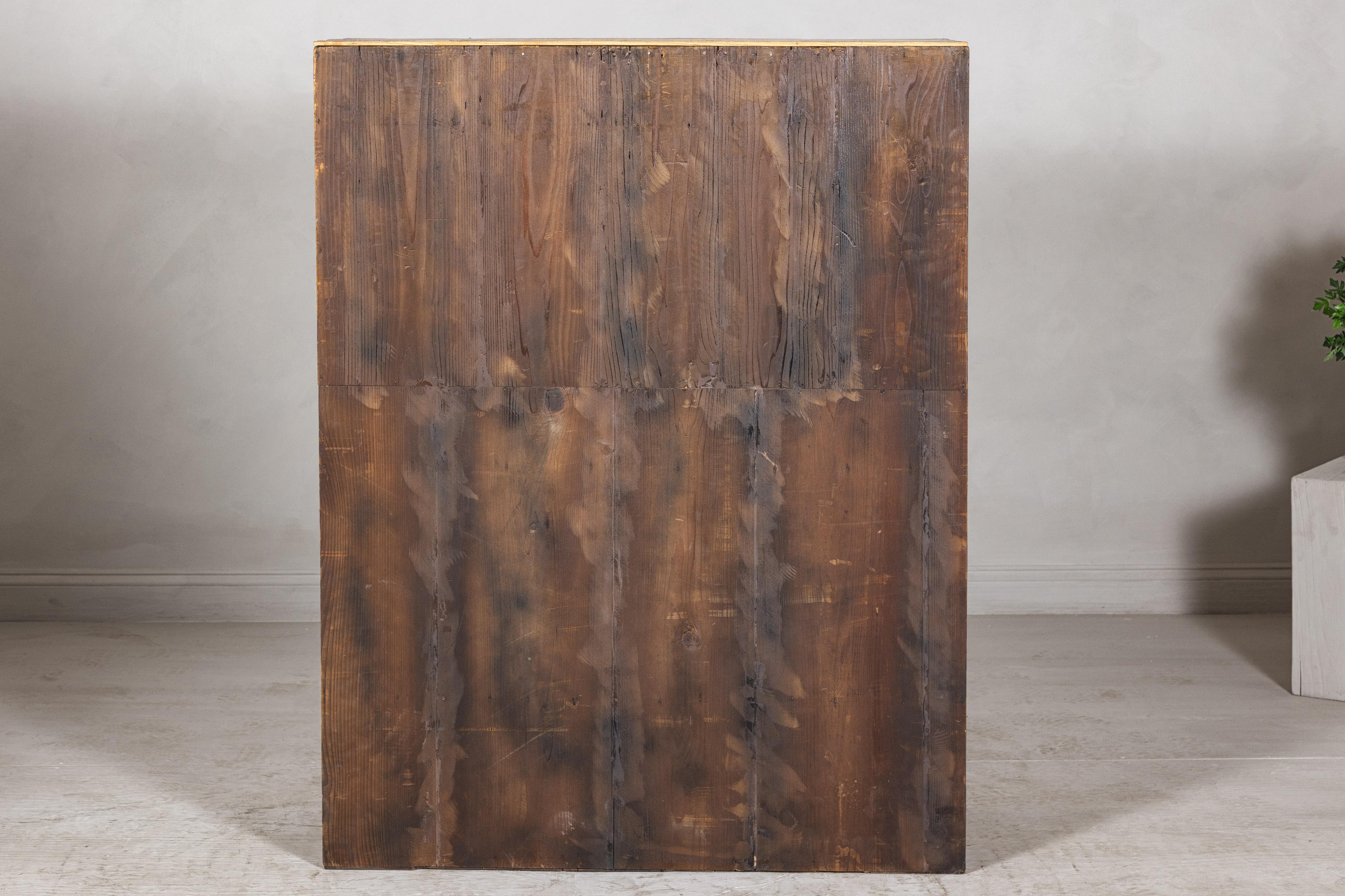 Taishō Period Japanese Mizuya Tansu Kitchen Chest in Sugi Wood with Sliding Door For Sale 8
