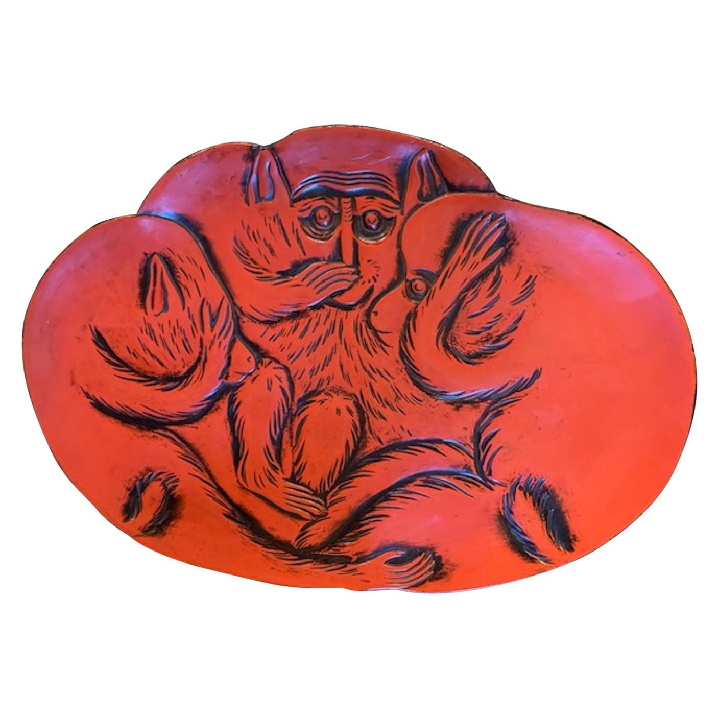 Taisho Period Kamakura-Bori Lacquered Platter For Sale