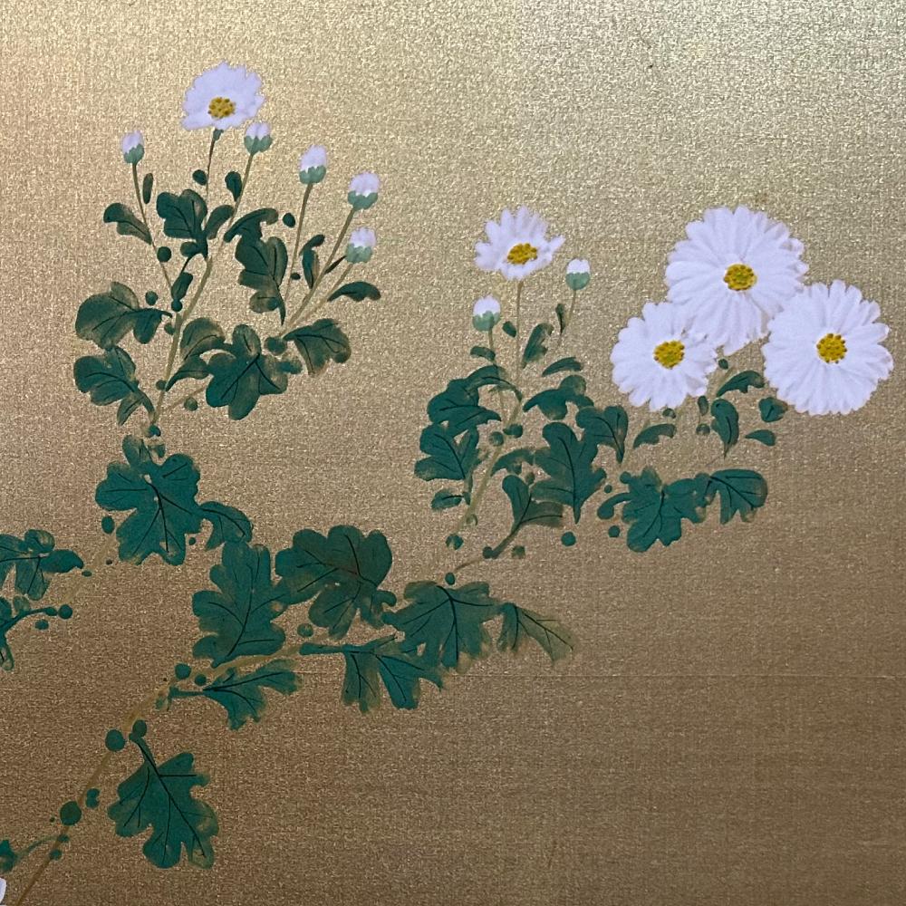 Taisho Period Minimalist Floral Screen In Good Condition For Sale In Fukuoka, JP
