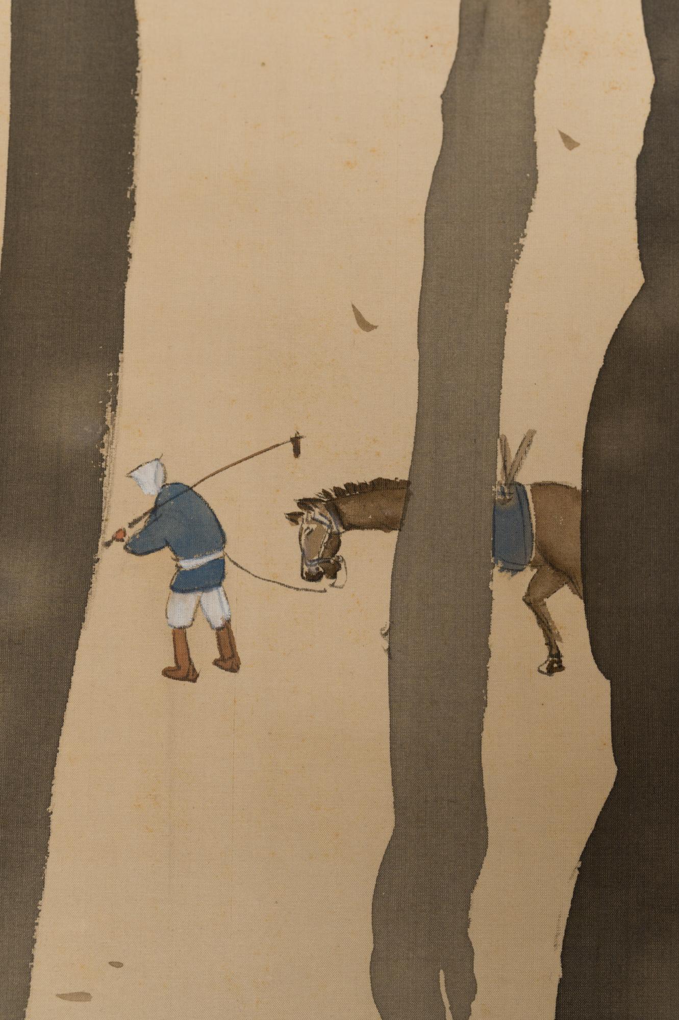 Paper Taisho Period Scroll of Winter Trees