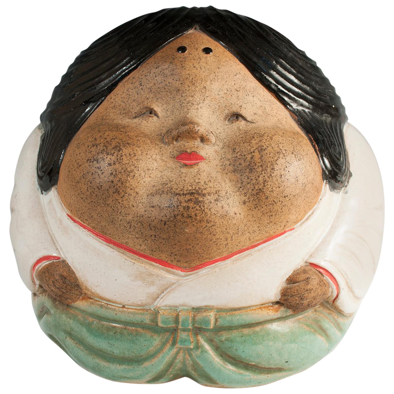 Taisho Period Shigaraki Okame Hand Warmer, Japan