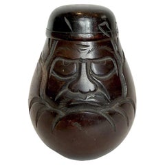 Taisho Period Wood Tea Container, in Daruma Form, Japan