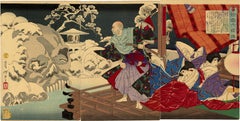 Taira no Kiyomori Sees Skulls in the Snowy Garden Triptych