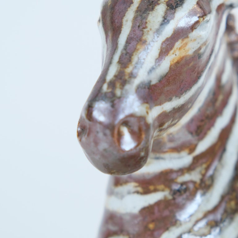 Taisto Kaasinen Ceramic Art Zebra and Foal Sculpture, Arabia 1960s