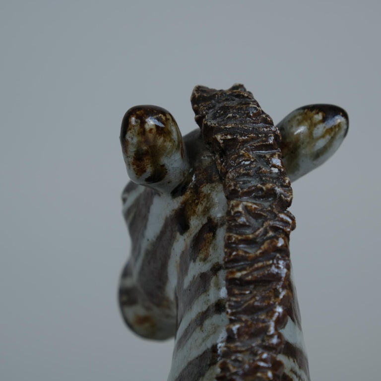 Taisto Kaasinen Ceramic Art Zebra and Foal Sculpture, Arabia 1960s