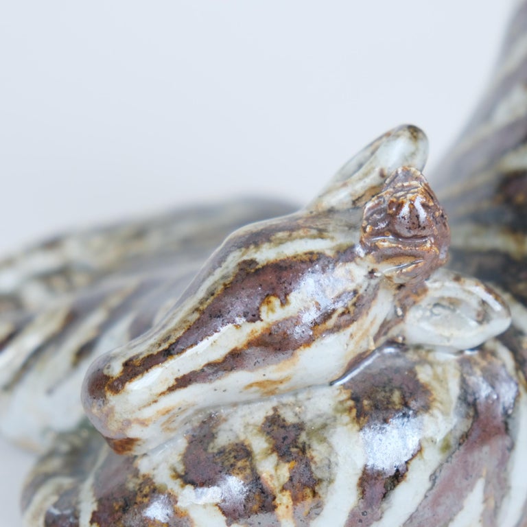 Taisto Kaasinen Ceramic Art Zebra and Foal Sculpture, Arabia 1960s