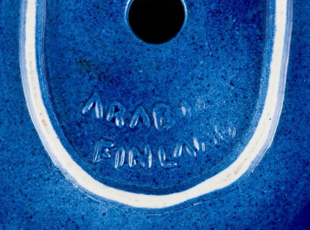 Late 20th Century Taisto Kaasinen for Arabia, Finland. Rare ceramic scarab in blue and black glaze