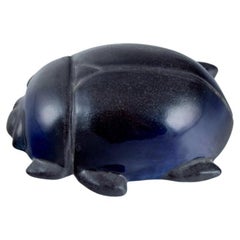 Taisto Kaasinen for Arabia, Finland. Rare ceramic scarab in blue and black glaze
