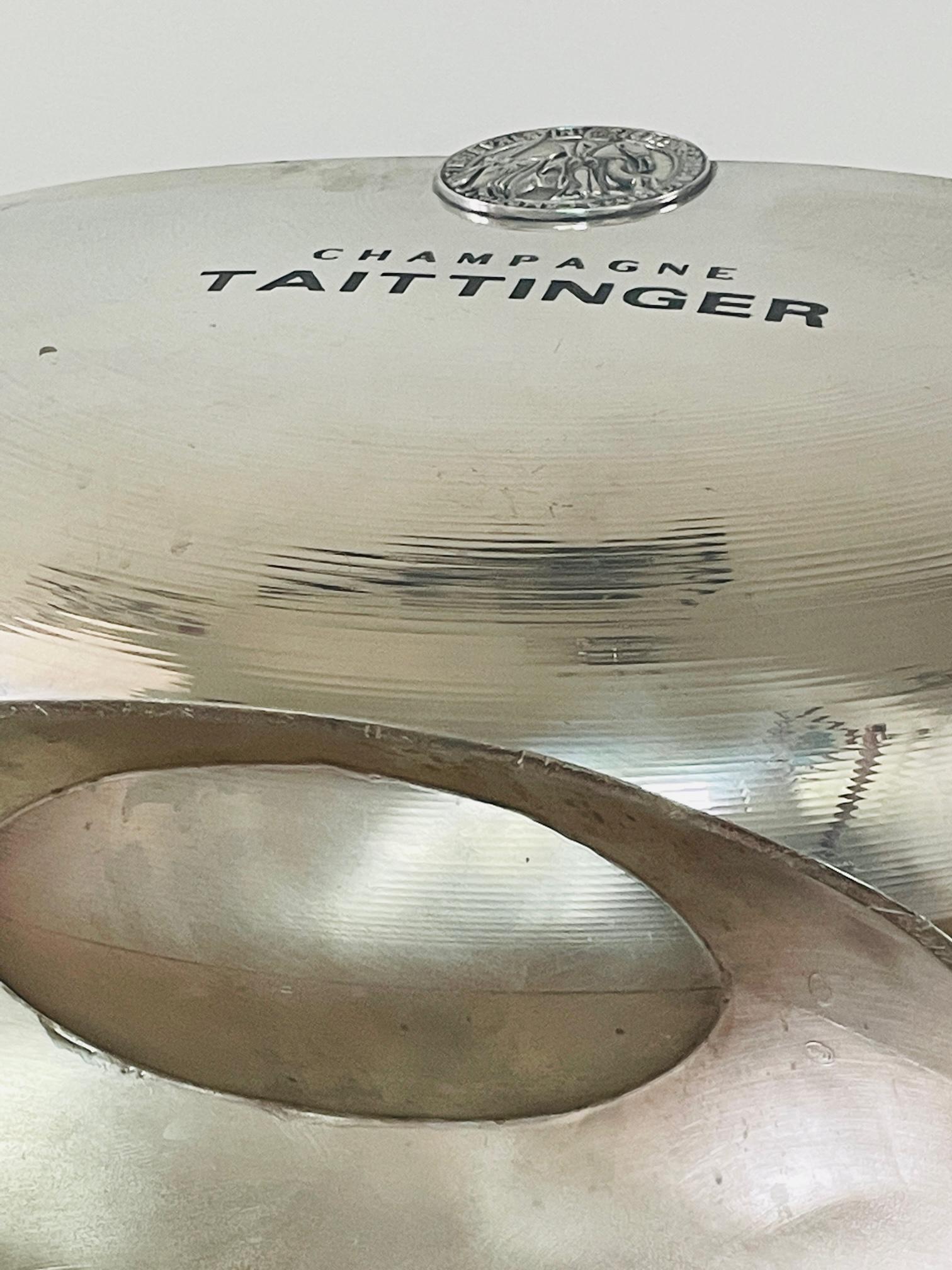 Taittinger half-moon Champagne bowl. Beautiful pewter champagne cooler by Etain 5