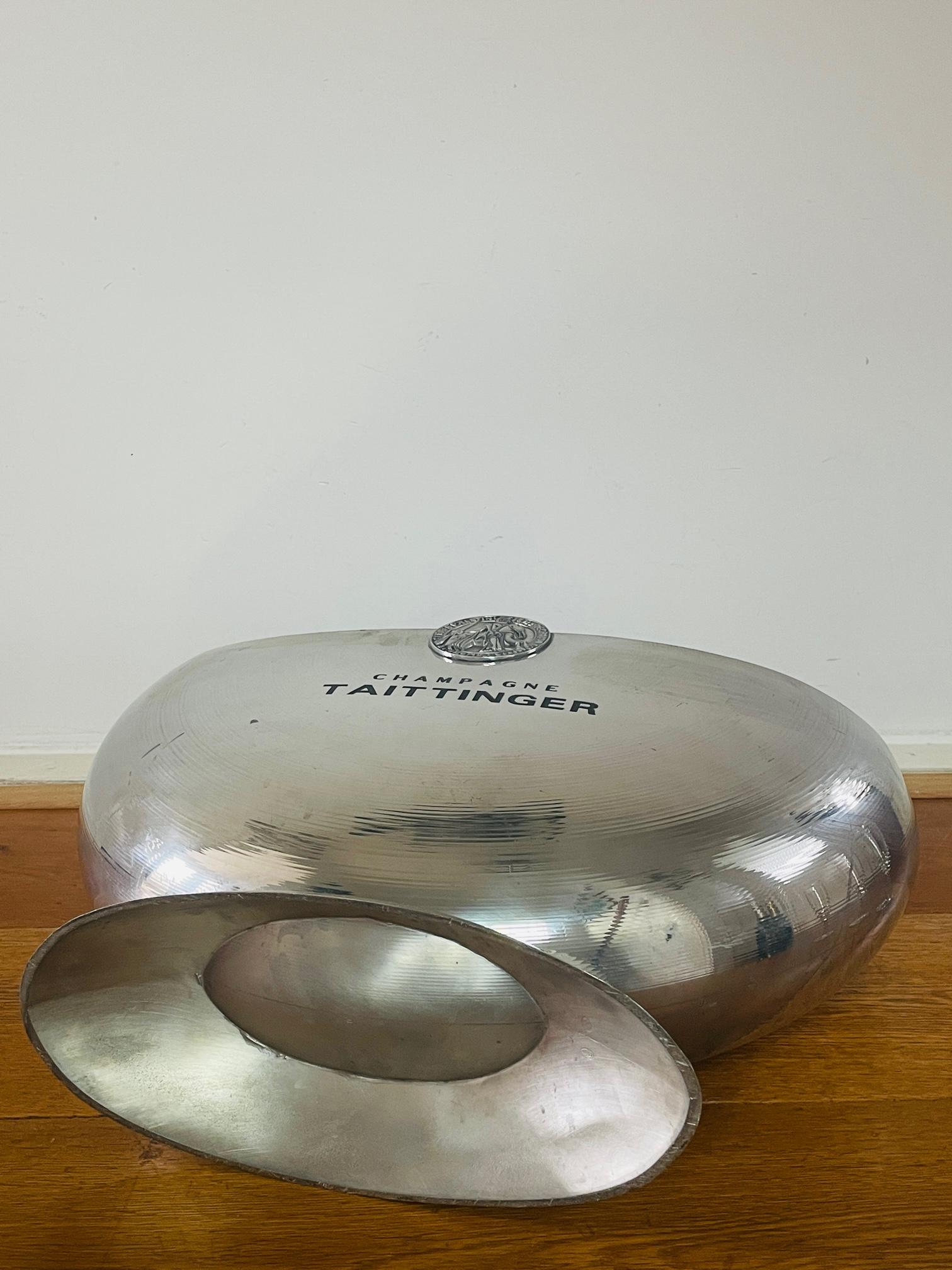 Taittinger half-moon Champagne bowl. Beautiful pewter champagne cooler by Etain 6
