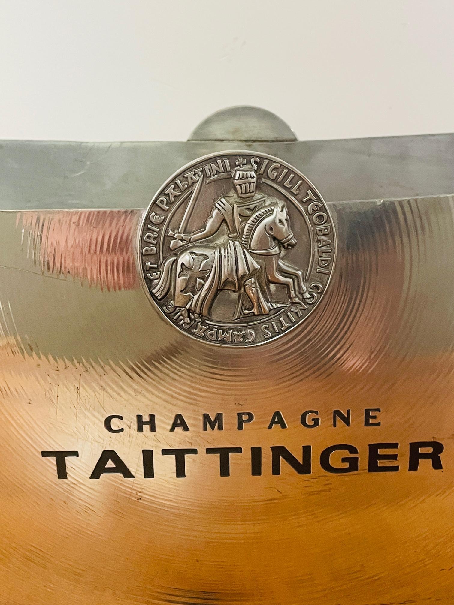 French Taittinger half-moon Champagne bowl. Beautiful pewter champagne cooler by Etain