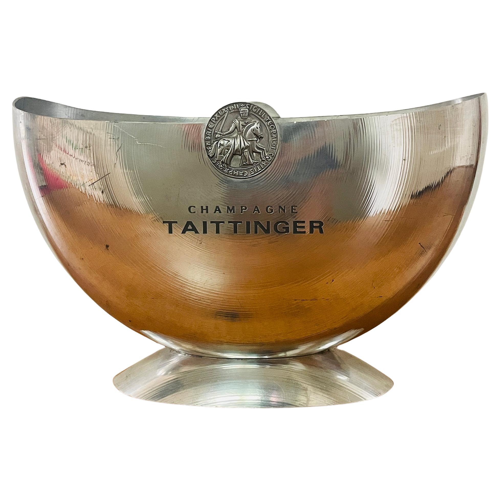 Taittinger half-moon Champagne bowl. Beautiful pewter champagne cooler by Etain