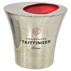 Retro Taittinger Reims French Polished Aluminum Champagne Chiller Ice Bucket by Etain