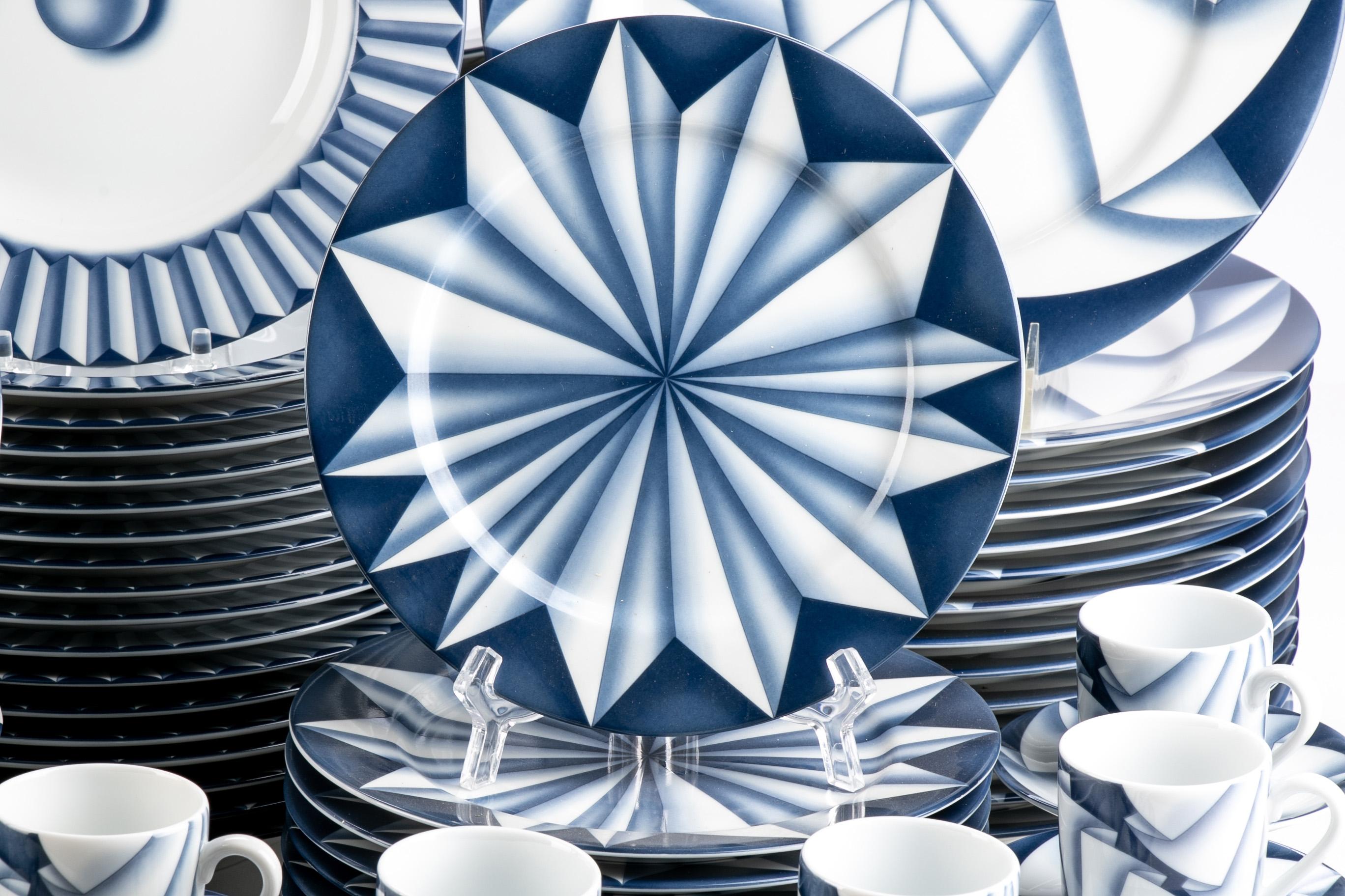 Taitu Italian Designer China Dinner Service, by Emilio Bergamin, Origami Pattern 5