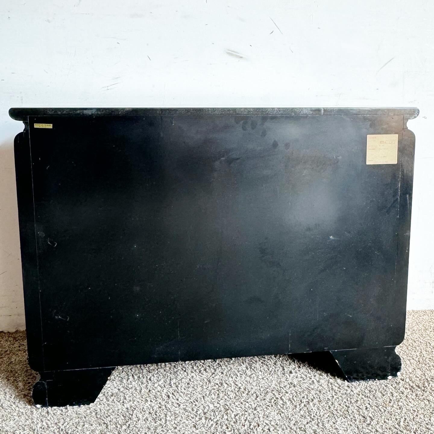 Taiwanese Black Lacquered and Gold Hand Painted Credenza/Sideboard For Sale 3