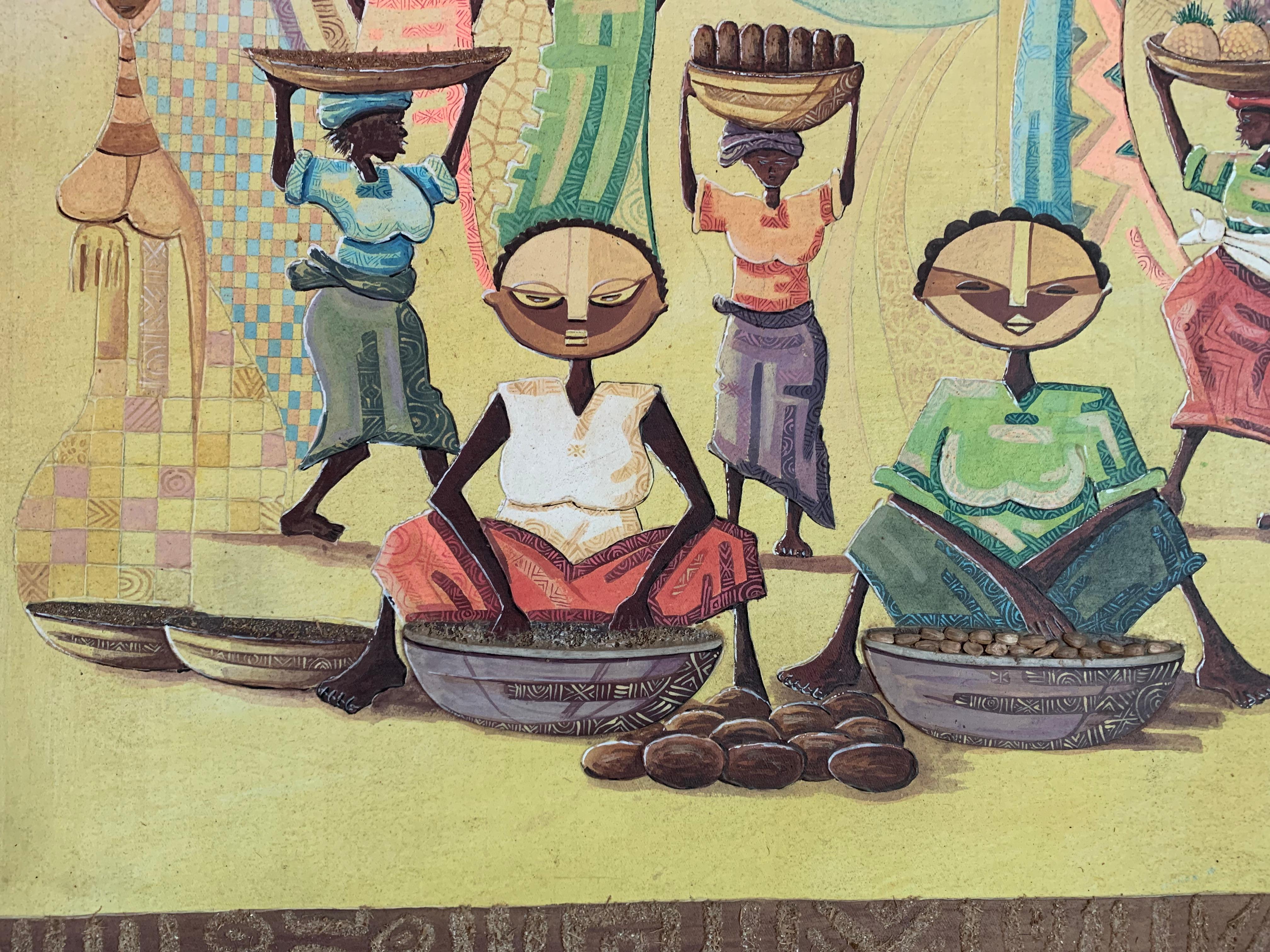 The Market Day - Contemporary Painting by Taiwo Adeyeye