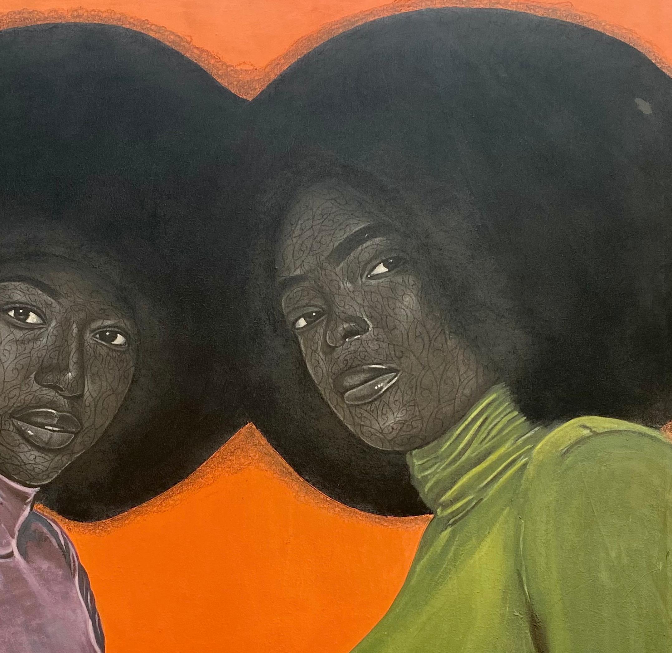 A Bond Between Sisters (Soul Sister 2) - Contemporary Mixed Media Art by Taiwo Odejinmi