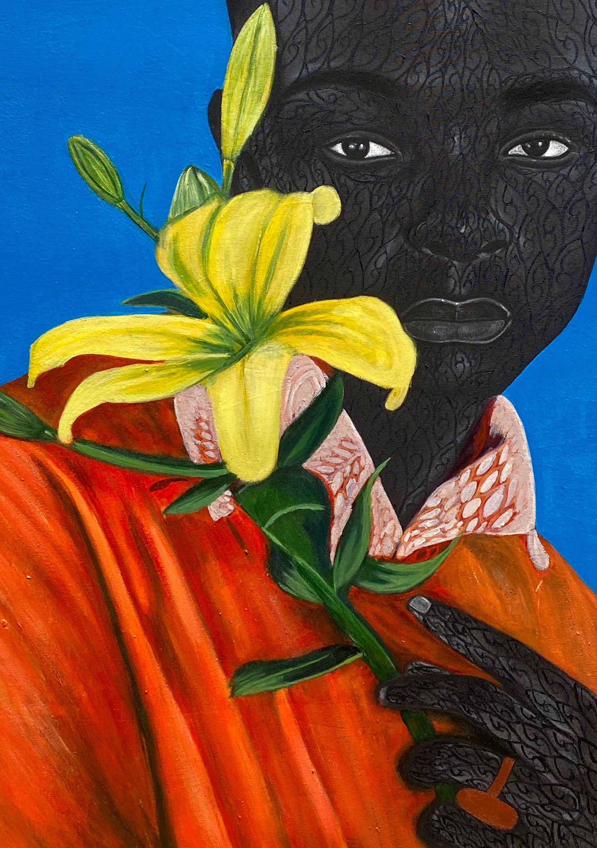 Confined Love - Contemporary Painting by Taiwo Odejinmi