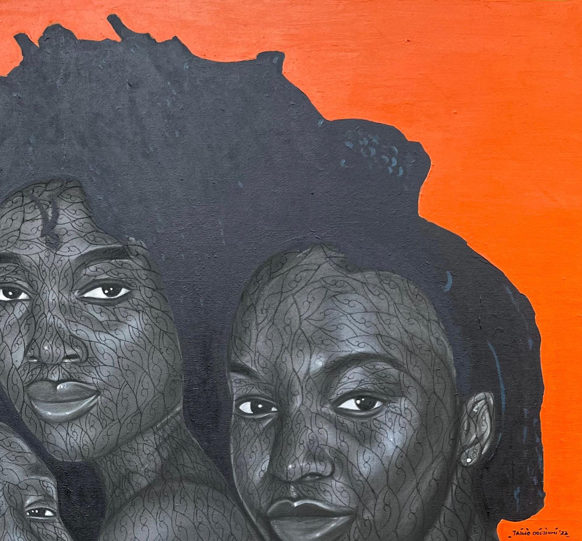 Sisterhood (The Love We Share) 3 - Conceptual Painting by Taiwo Odejinmi