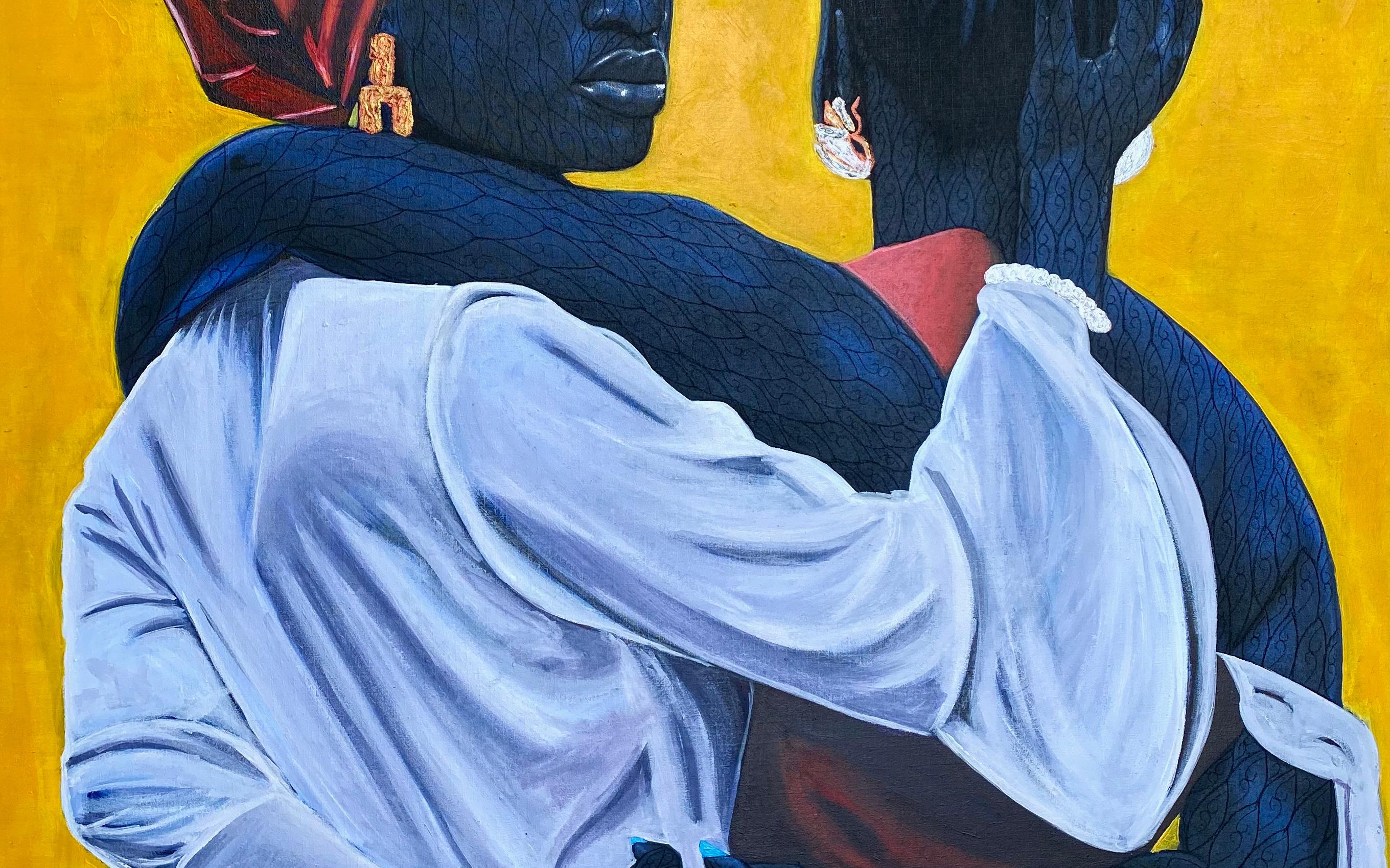 Sisterhood (The Love We Share) - Contemporary Painting by Taiwo Odejinmi