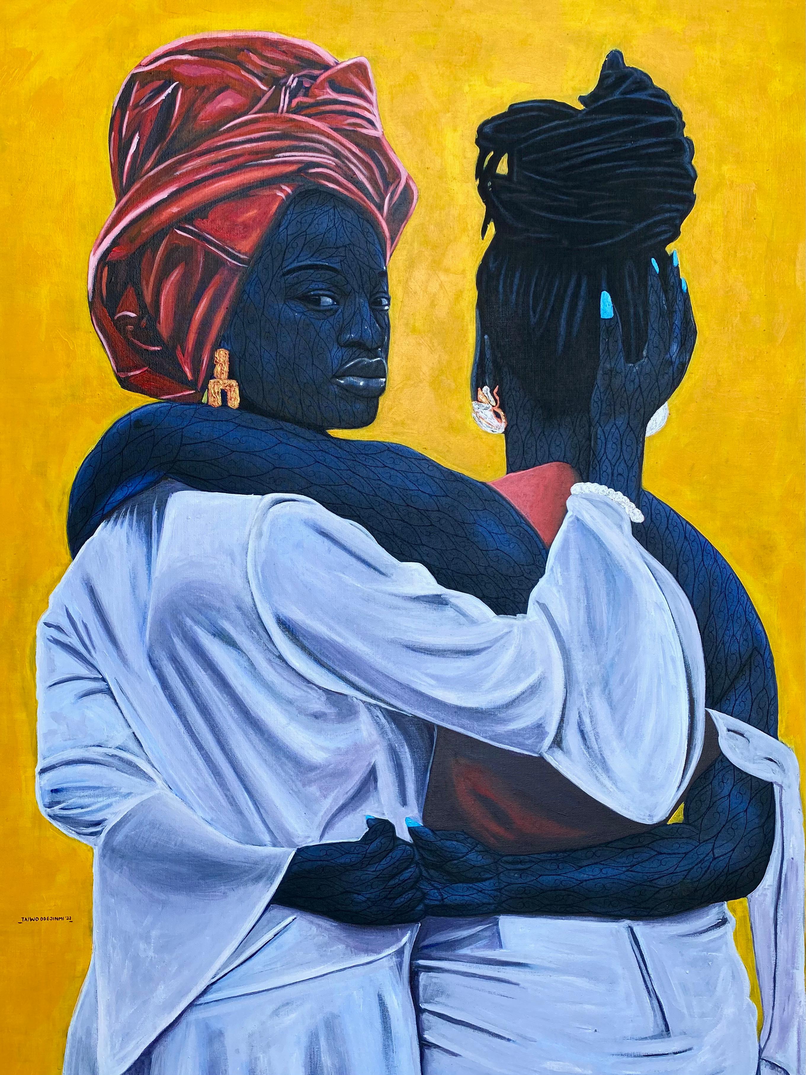 Taiwo Odejinmi Portrait Painting - Sisterhood (The Love We Share)