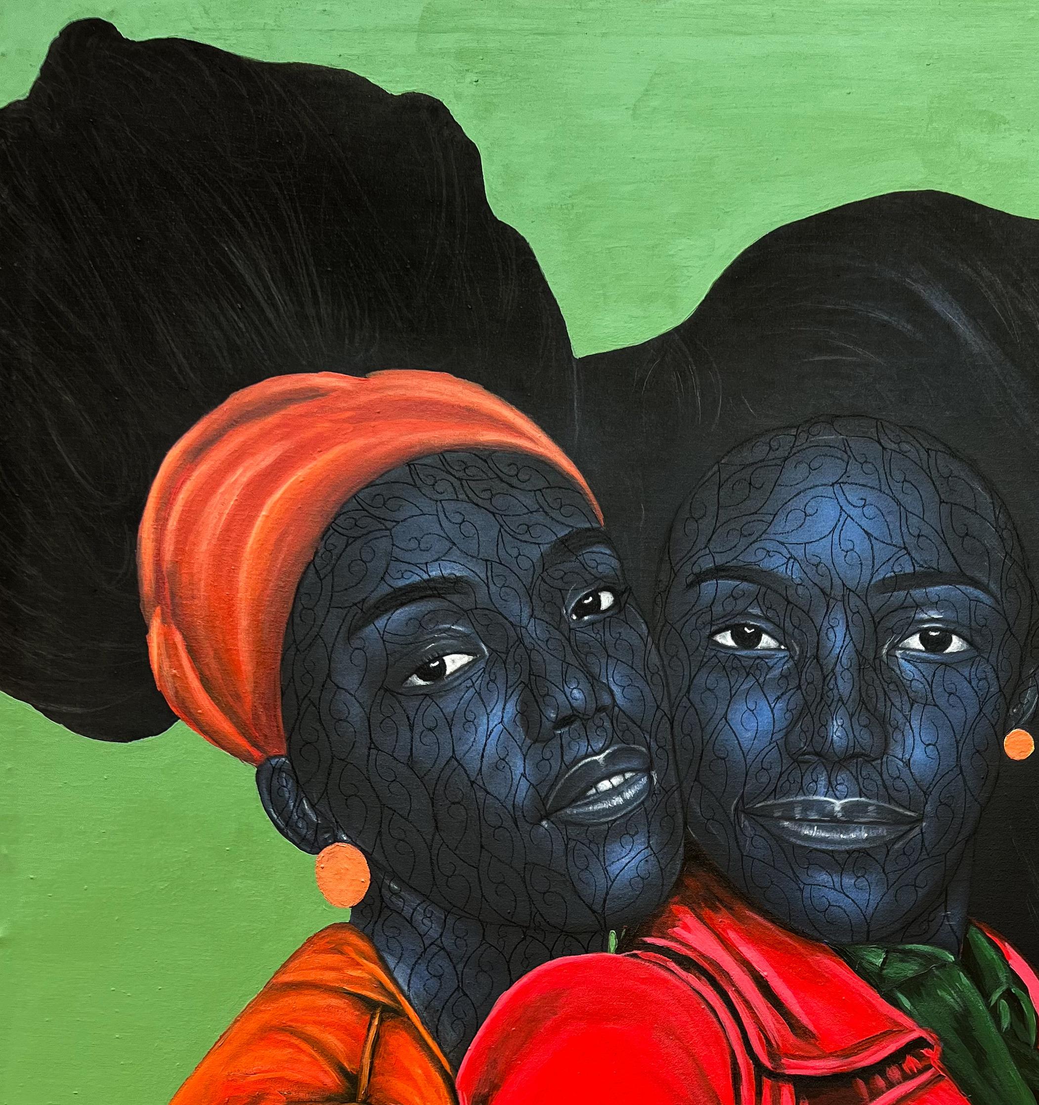 Sisterhood (We Journey Through Life Together) - Painting by Taiwo Odejinmi