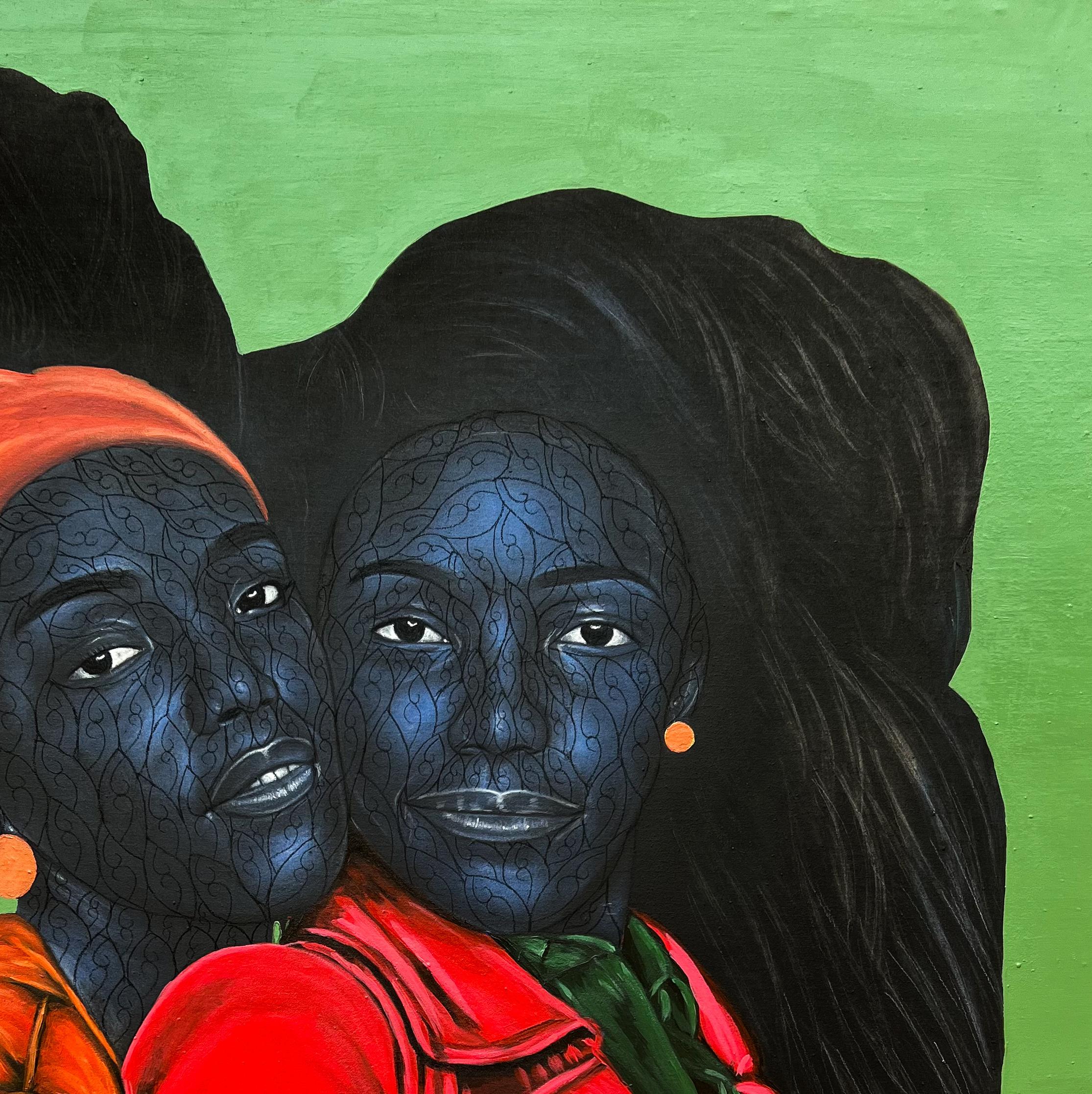 Sisterhood (We Journey Through Life Together) - Contemporary Painting by Taiwo Odejinmi