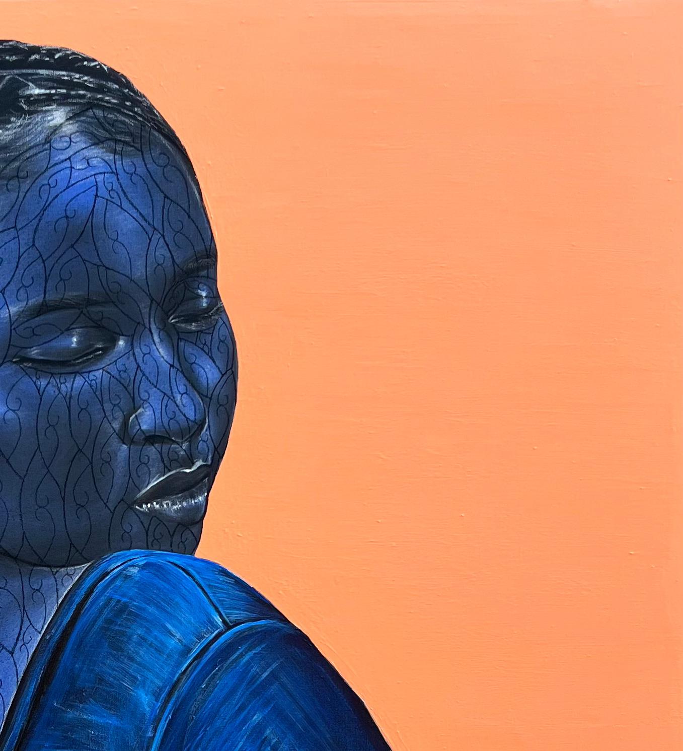 Abbracciare la quiete  -21° secolo, Contemporaneo, Ritratto figurativo, Donna in vendita 1