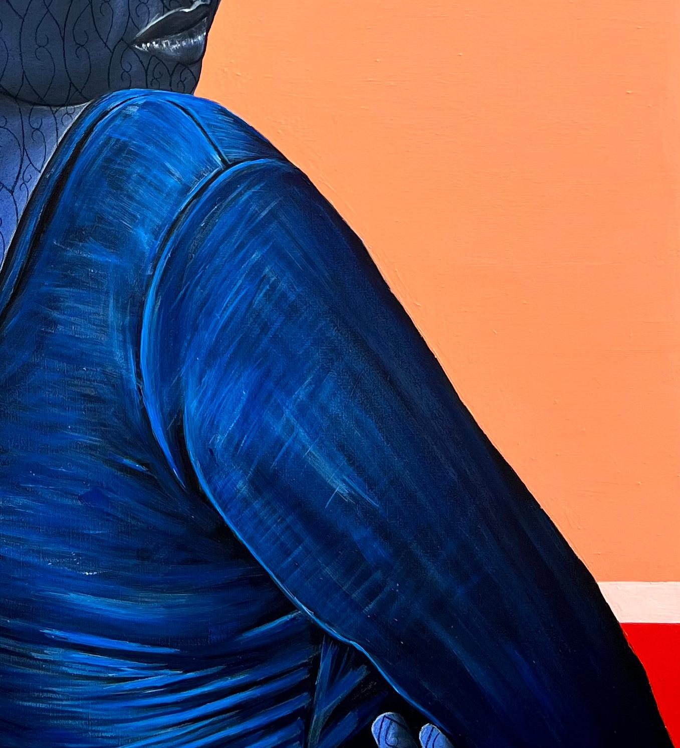 Abbracciare la quiete  -21° secolo, Contemporaneo, Ritratto figurativo, Donna in vendita 3
