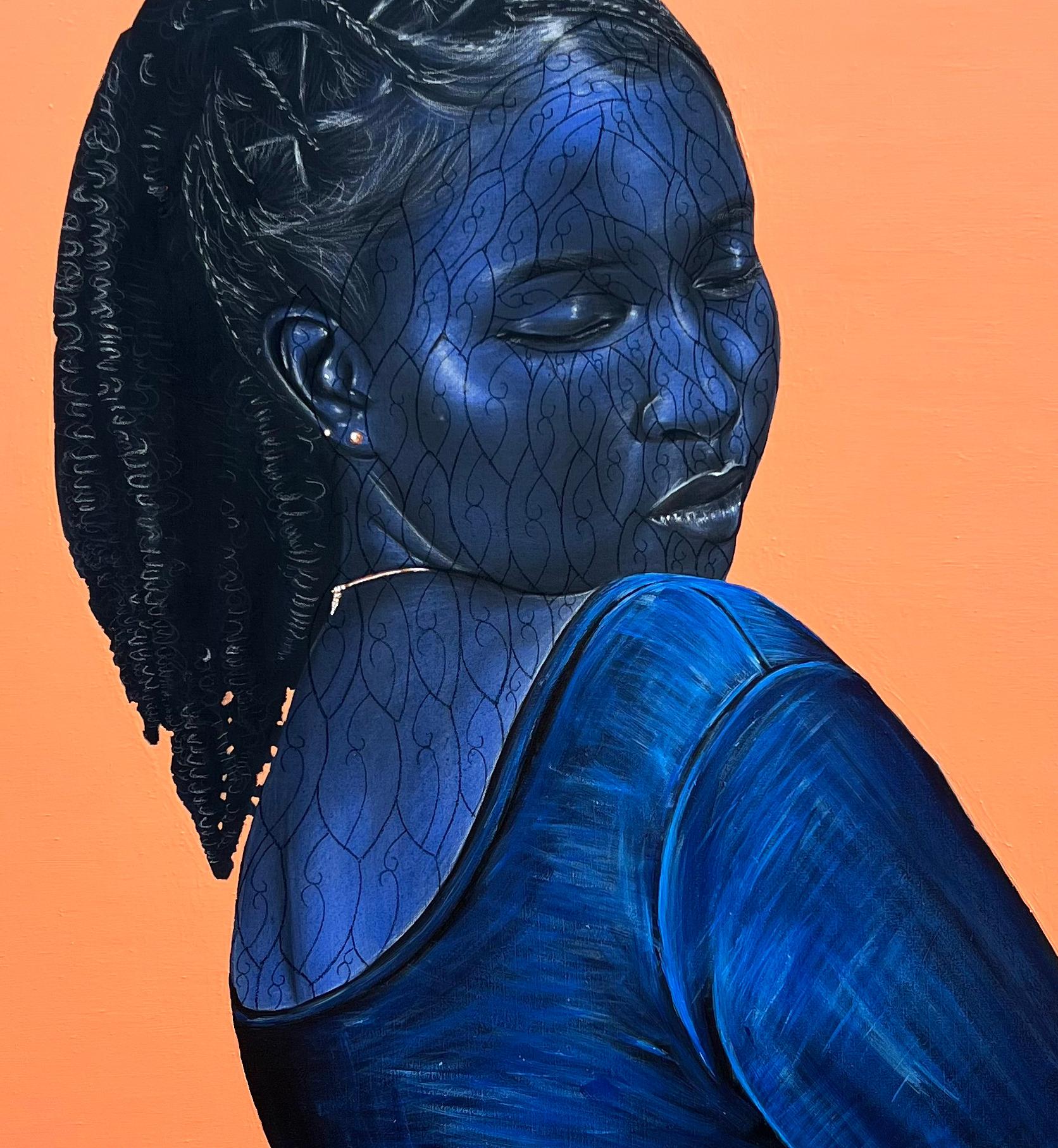 Abbracciare la quiete  -21° secolo, Contemporaneo, Ritratto figurativo, Donna in vendita 4