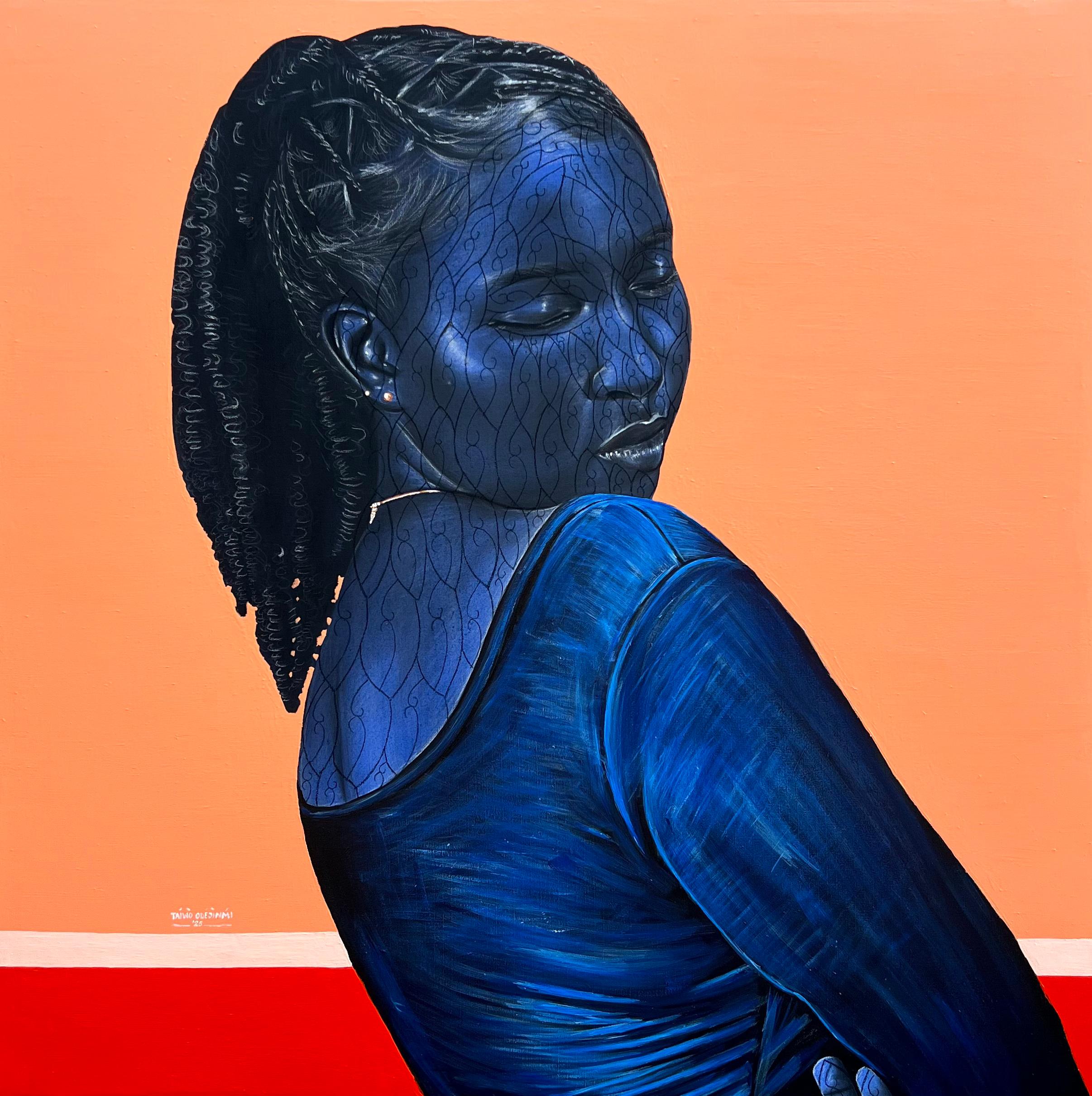 Abrazar la quietud  -Siglo XXI, Contemporáneo, Retrato figurativo, Mujer