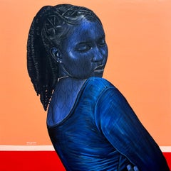 Abrazar la quietud  -Siglo XXI, Contemporáneo, Retrato figurativo, Mujer