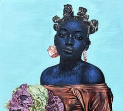Love and Flowers -21st Century, Contemporary, Figurative Portrait, Africa, Women