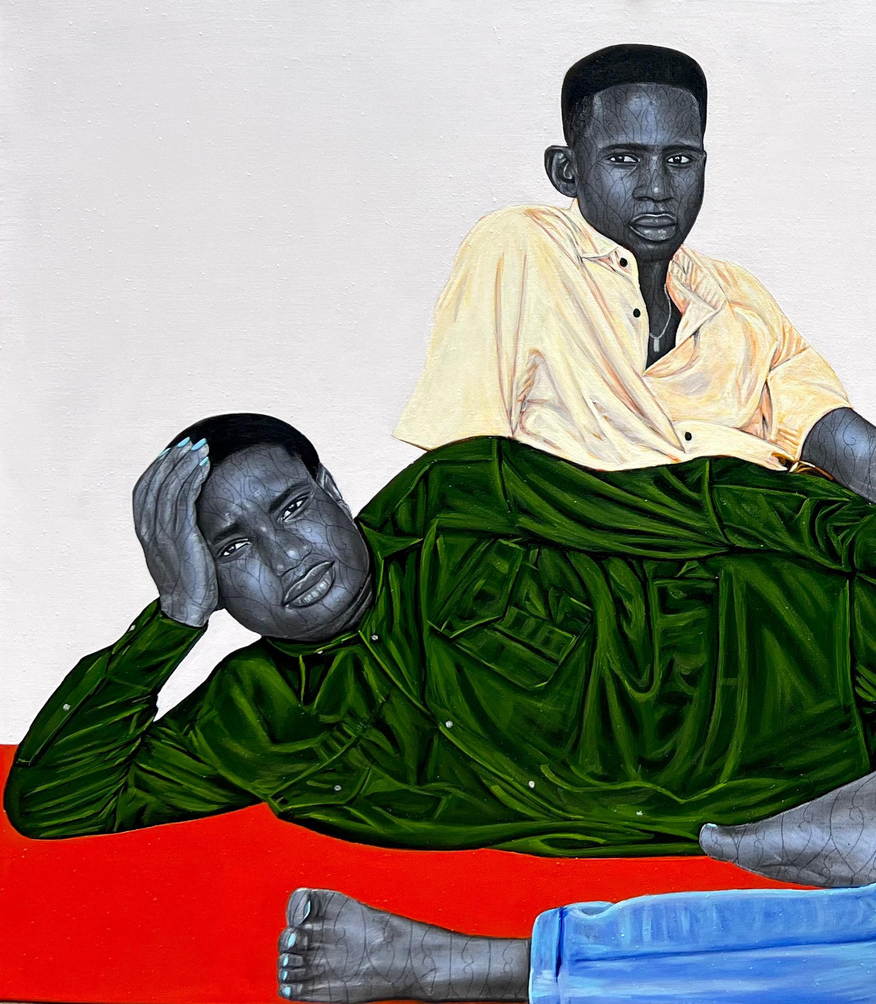 Meine Brüder und ich (The Love We Share) - 21. Jahrhundert, Zeitgenössisch, Figurativ – Painting von Taiwo Odejinmi