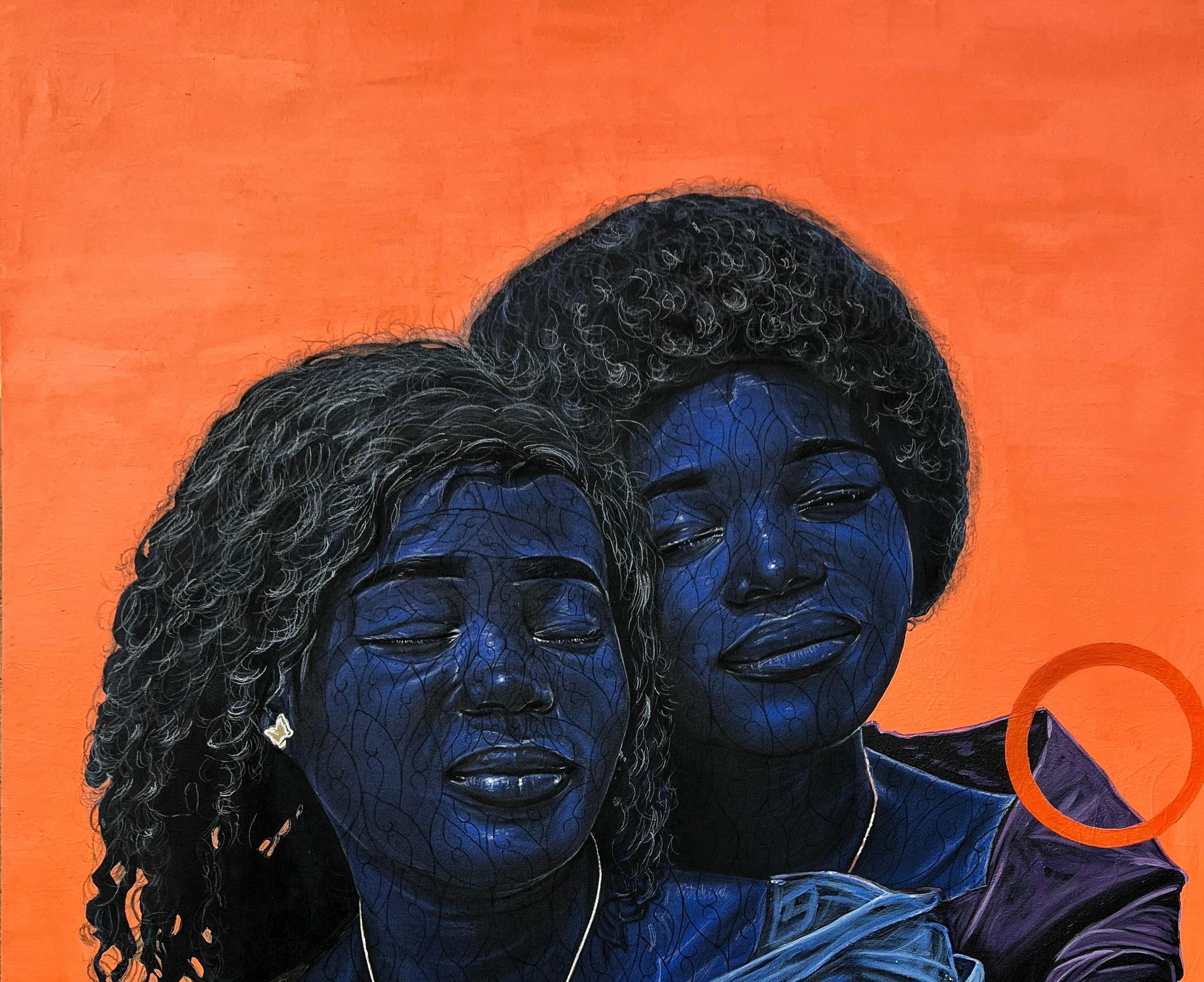 Where Love Resides(We are Sisters) -21st Century, Contemporary, Figurative Women - Painting by Taiwo Odejinmi