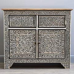 Taj Mahal Inspired Black and White Cabinet by Artisanal