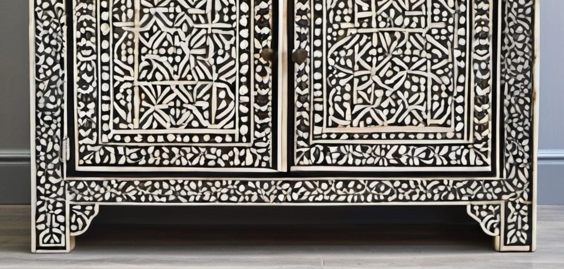 Indian Taj - Ai Designed Bone Inlay Cabinet For Sale