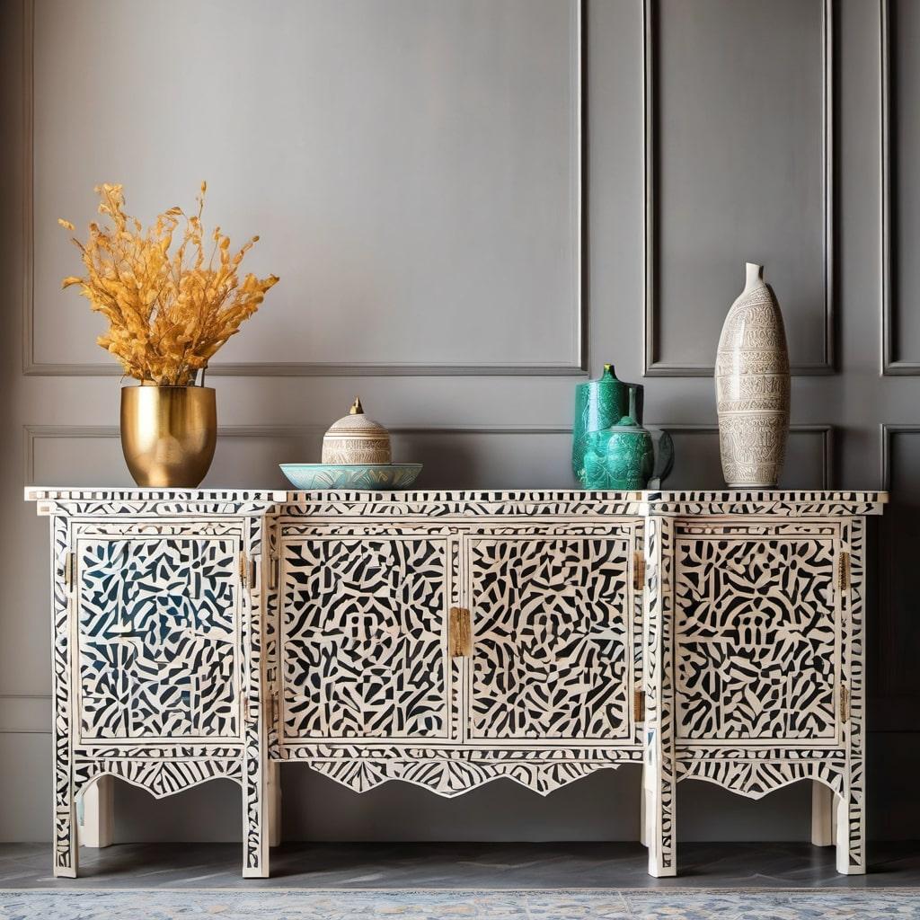 Indian Taj - Inlay Sideboard For Sale