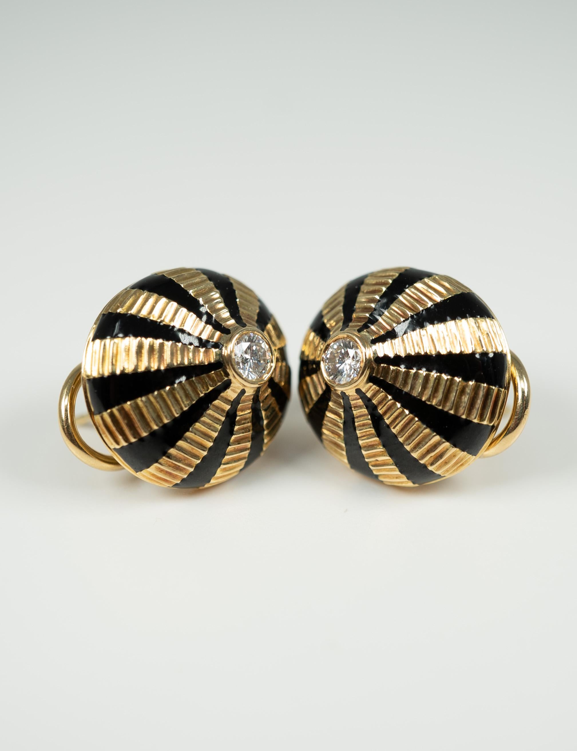 Women's or Men's Taj Mahal Black Enamel Diamond Earrings by Jean Schlumberger for Tiffany & Co. 