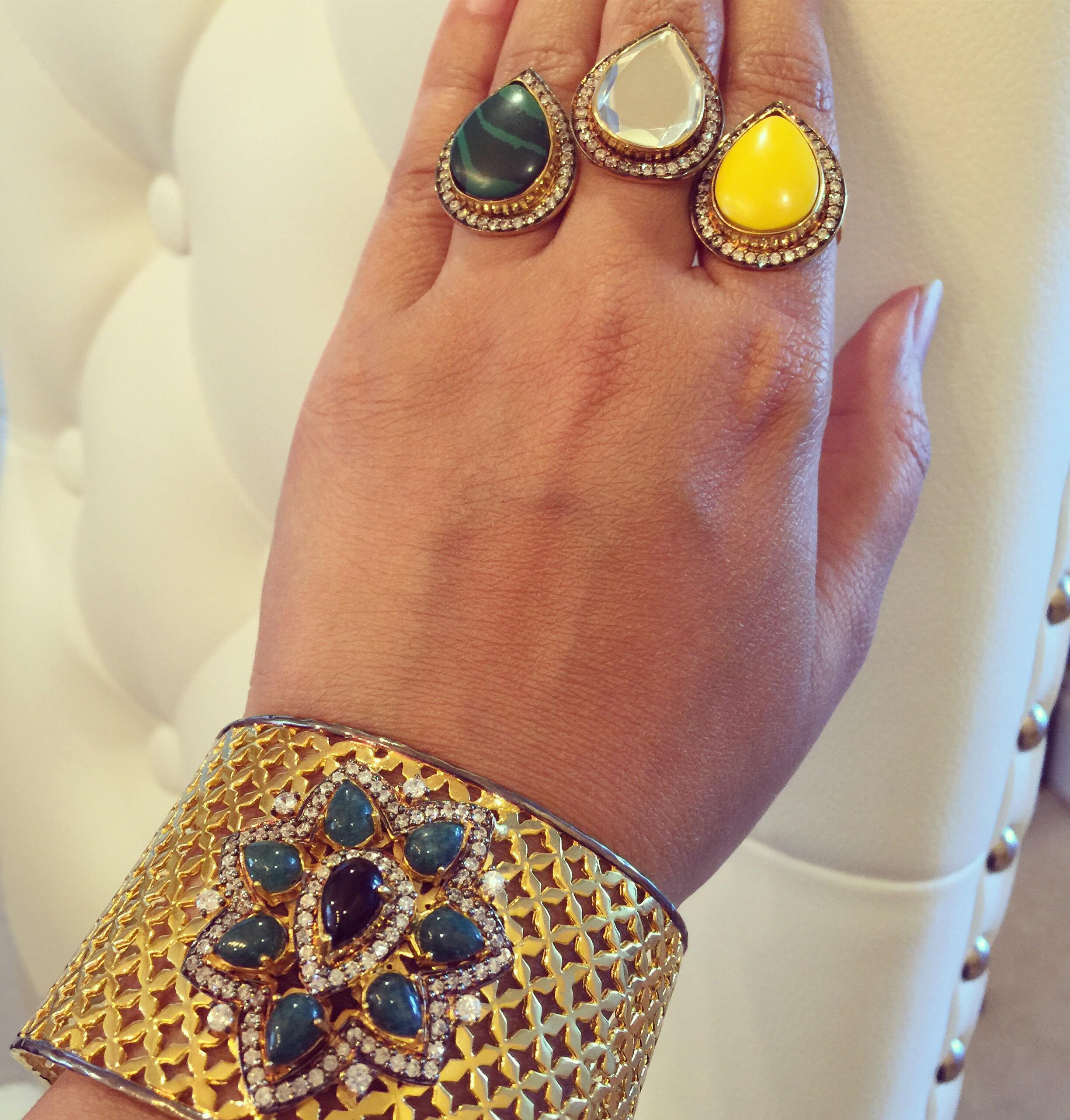 Manchette en treillis Meghna ornée de bijoux Taj Mahal en vente 2