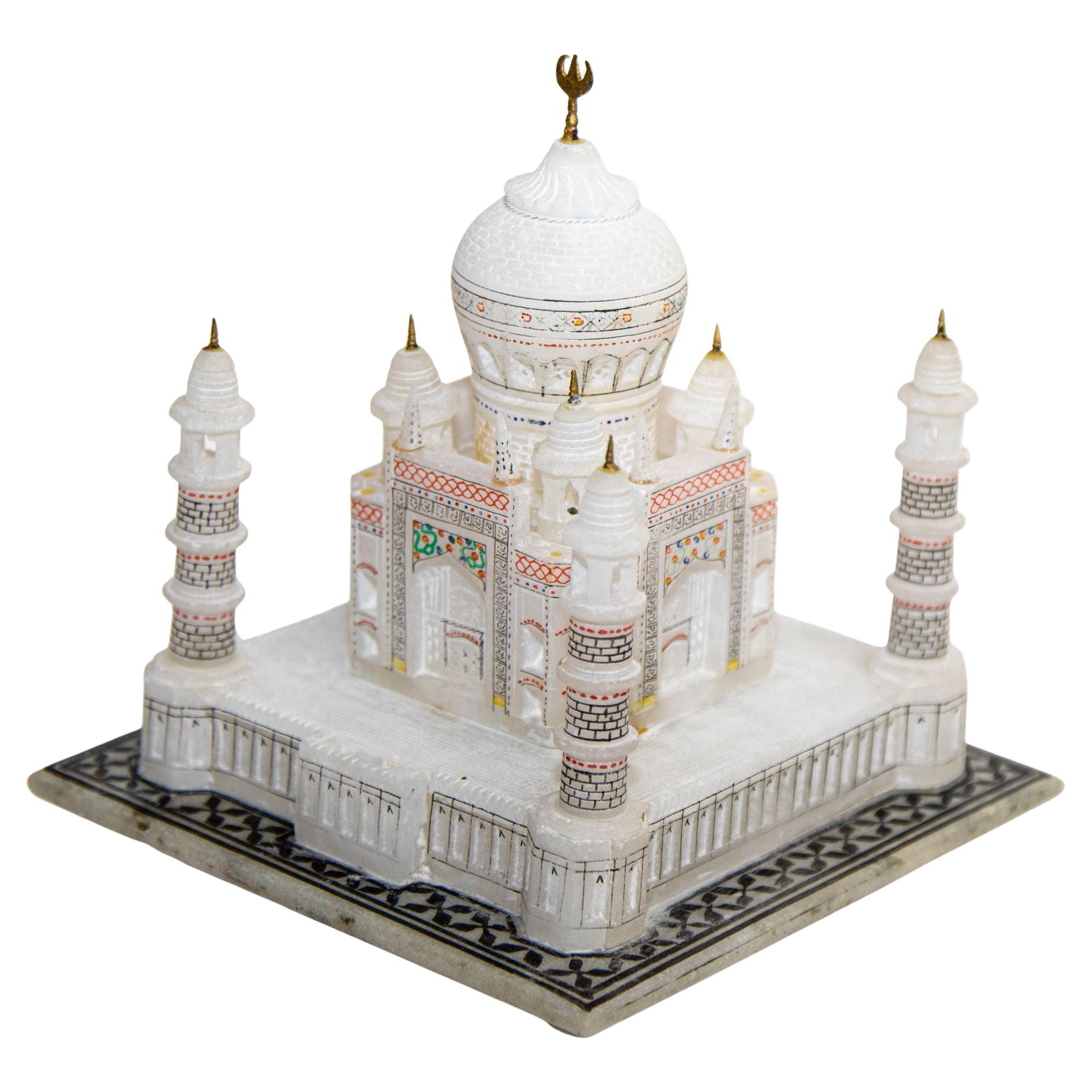 Taj Mahal White Marble Hand-Crafted Collectible Miniature Model For Sale