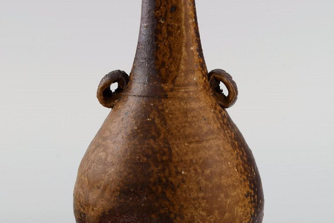 Late 20th Century Takahara Satoshi 高原 敏, Japan, Unique Bizen Stoneware Vase For Sale
