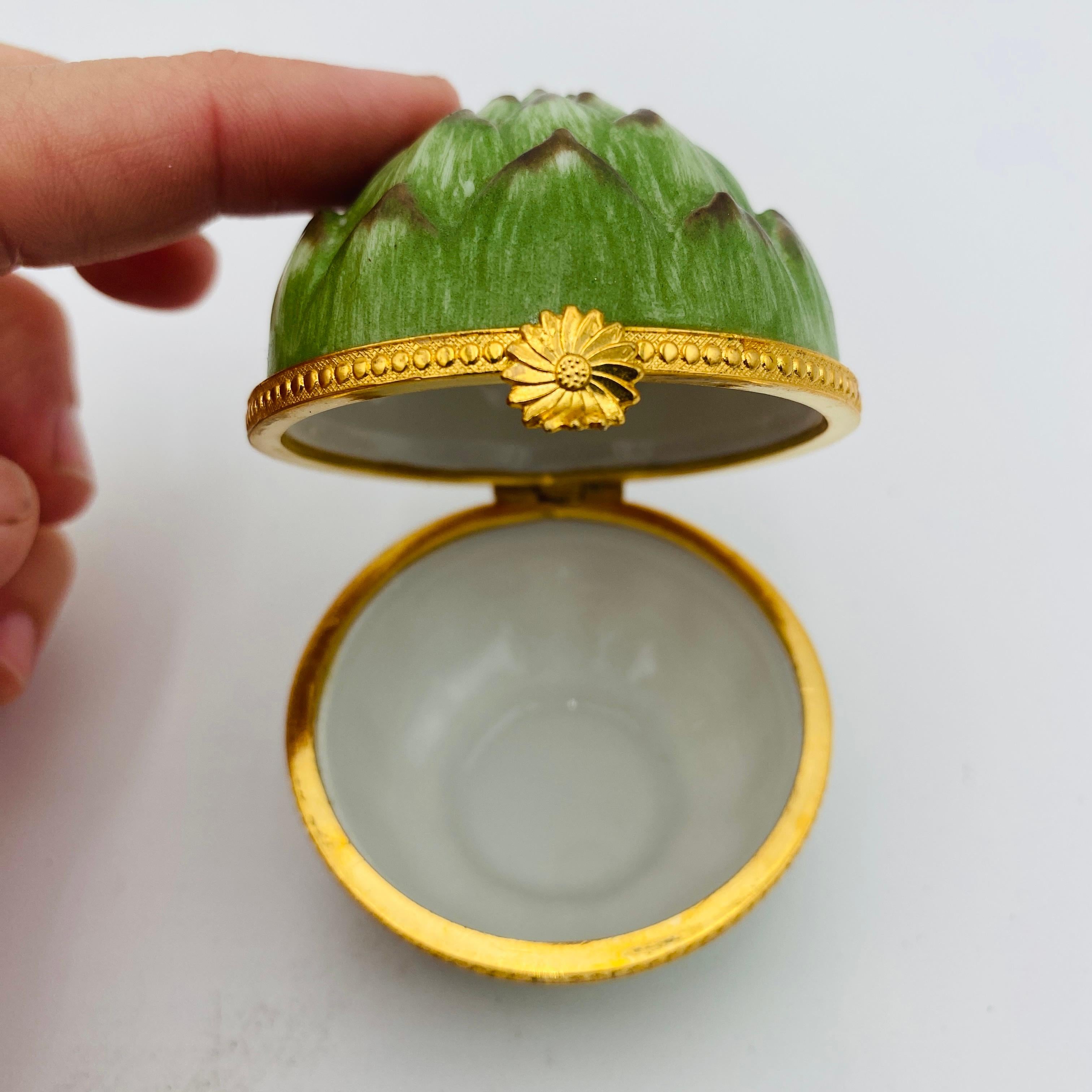 Joyero de baratijas de porcelana Takahashi Artichoke Moderno de mediados de siglo en venta