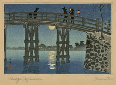 Bridge by Moonlight; Moon under a bridge at Hakozaki