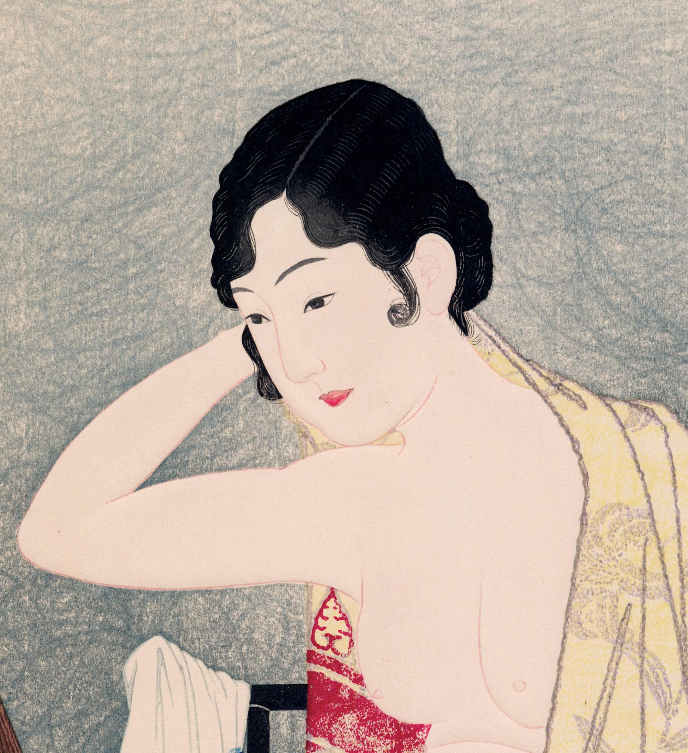 Nude Before the Mirror - Print by Takahashi Hiroaki (Shotei).