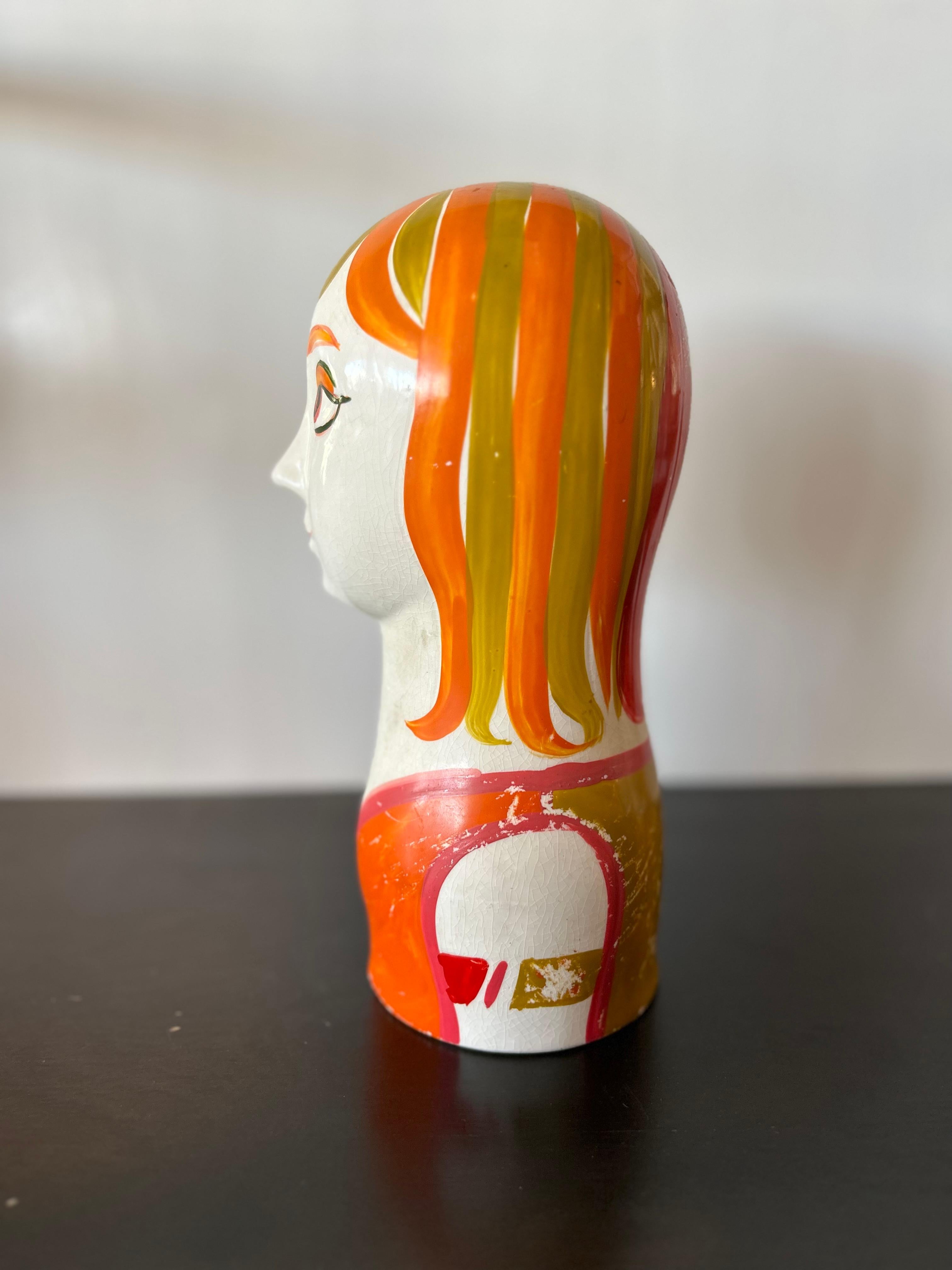Late 20th Century Mod Girl Ceramic Sculpture by Takahashi, 1970's