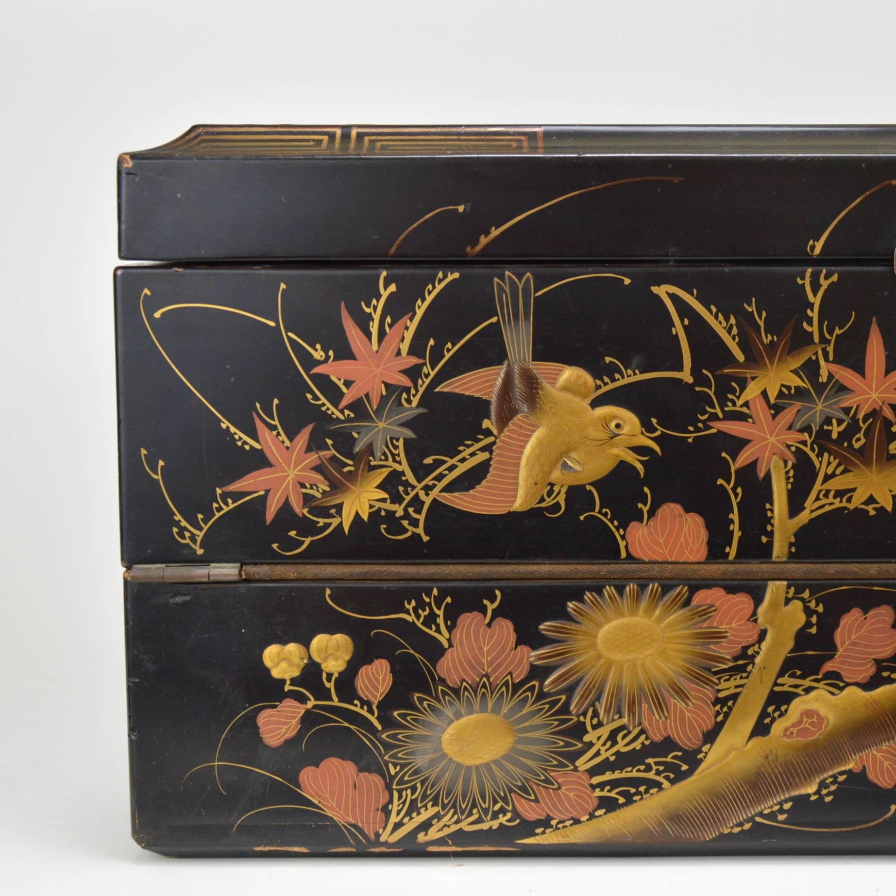 20th Century Takamaki Style Japanese Lacquer Wood Writing Cabinet