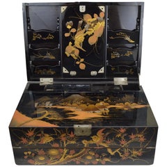 Takamaki Style Japanese Lacquer Wood Writing Cabinet
